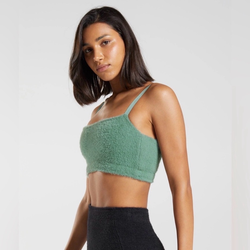 Fuzzy Green Crop Tank Top - Women